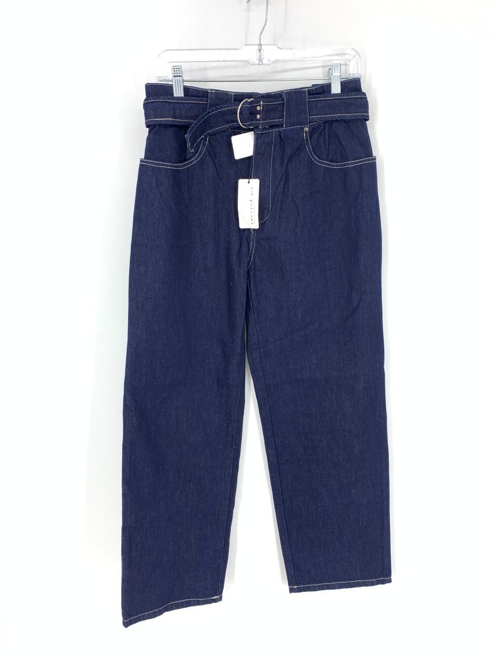 Current Air Jeans Women's Small Blue Denim Loose Fit Leg Belted Cropped NEW